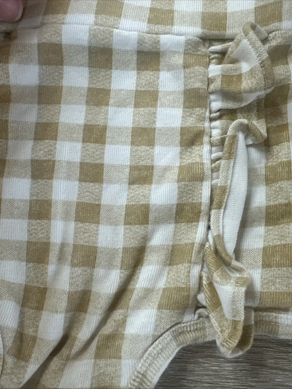 Kate Quinn Retro Ruffle Bloomers Bundle Size6-12 Mnths Tan(bamboo)& Striped Tan